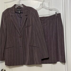Gray Pinstripe Skirt Suit, sz 16